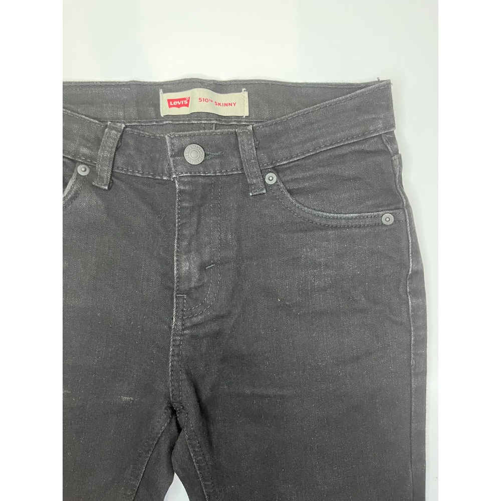 Levis 510 Skinny Jeans Boys Size 14 Reg W27 L27 Black Denim Stretch 5510-508